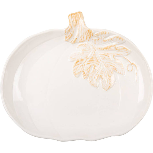 White Ceramic Pumpkin Plate