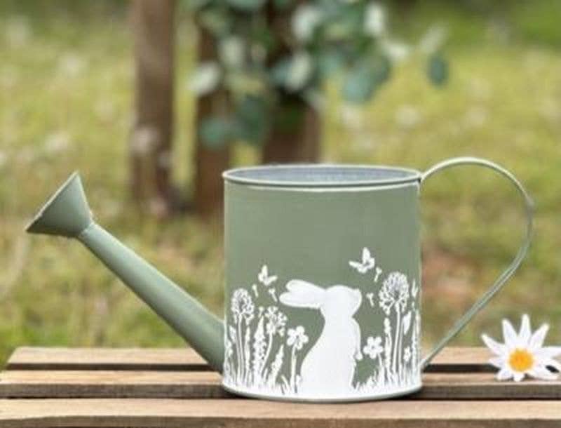 Green With White Bunnies Watering Can