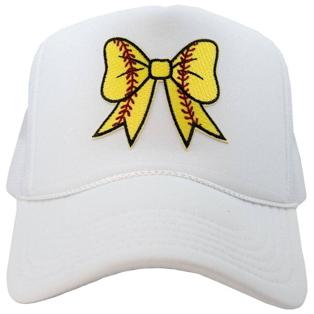 Softball Bow Coquette Patch Foam Trucker Hat