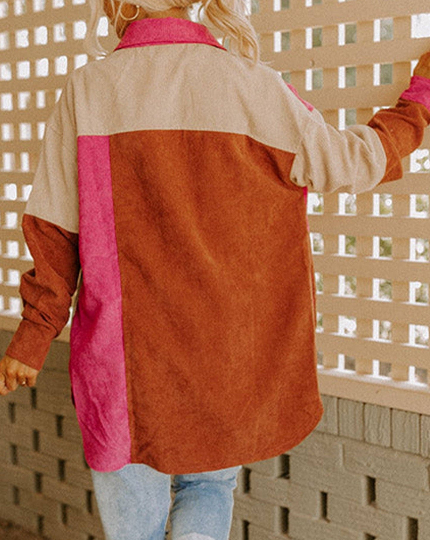 Colorblock Corduroy Shacket