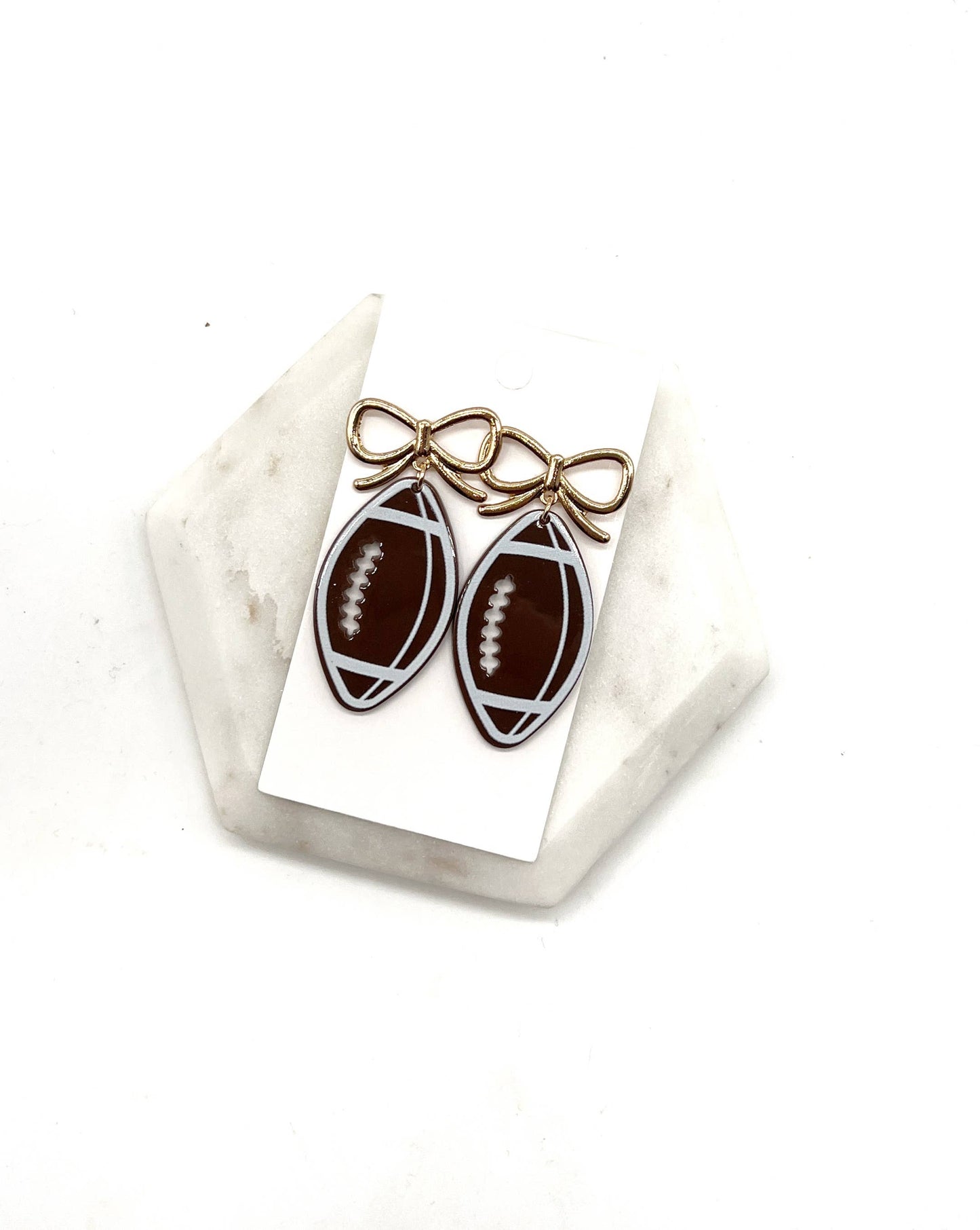 Bow Football Acrylic Earrings