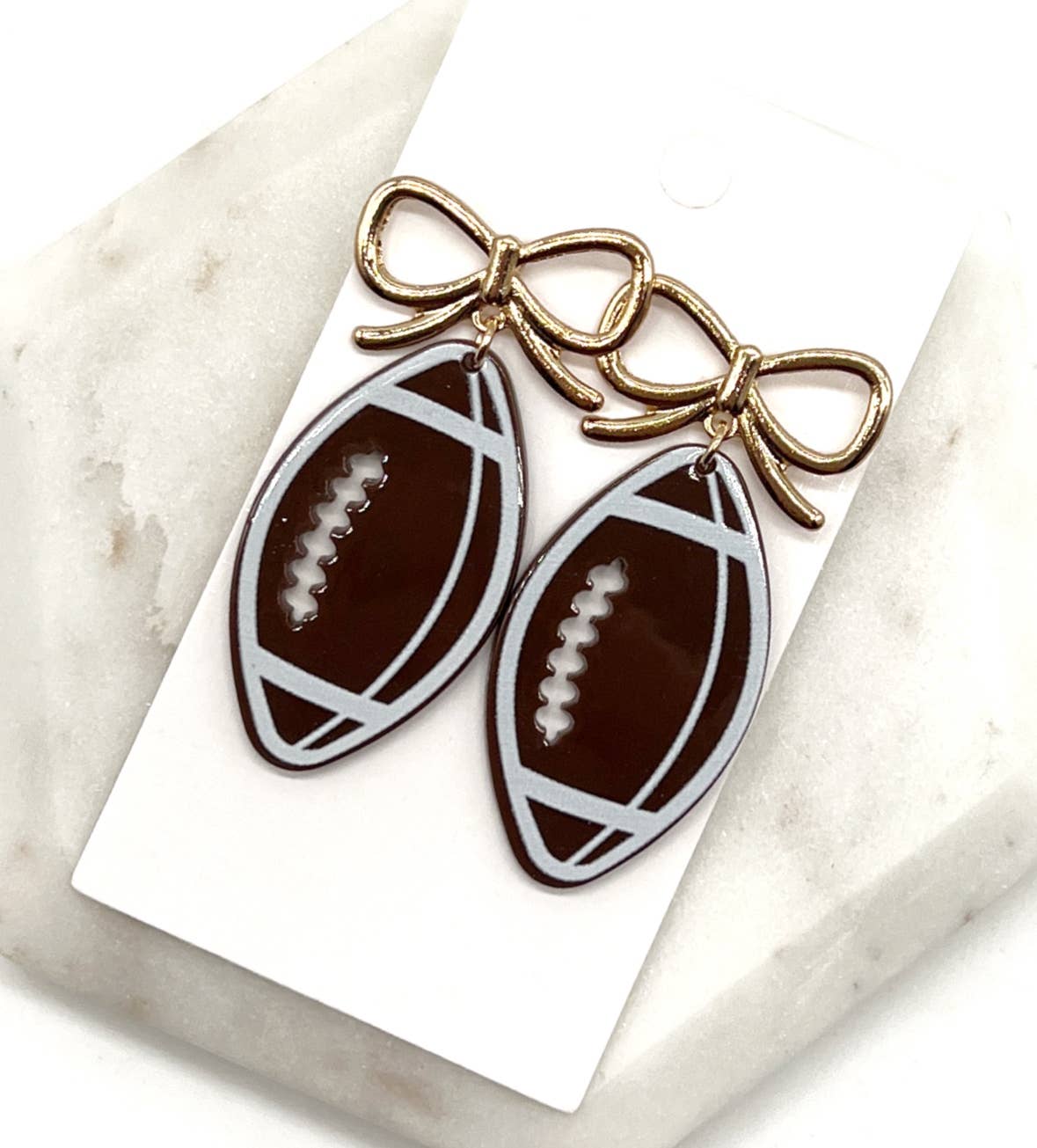 Bow Football Acrylic Earrings