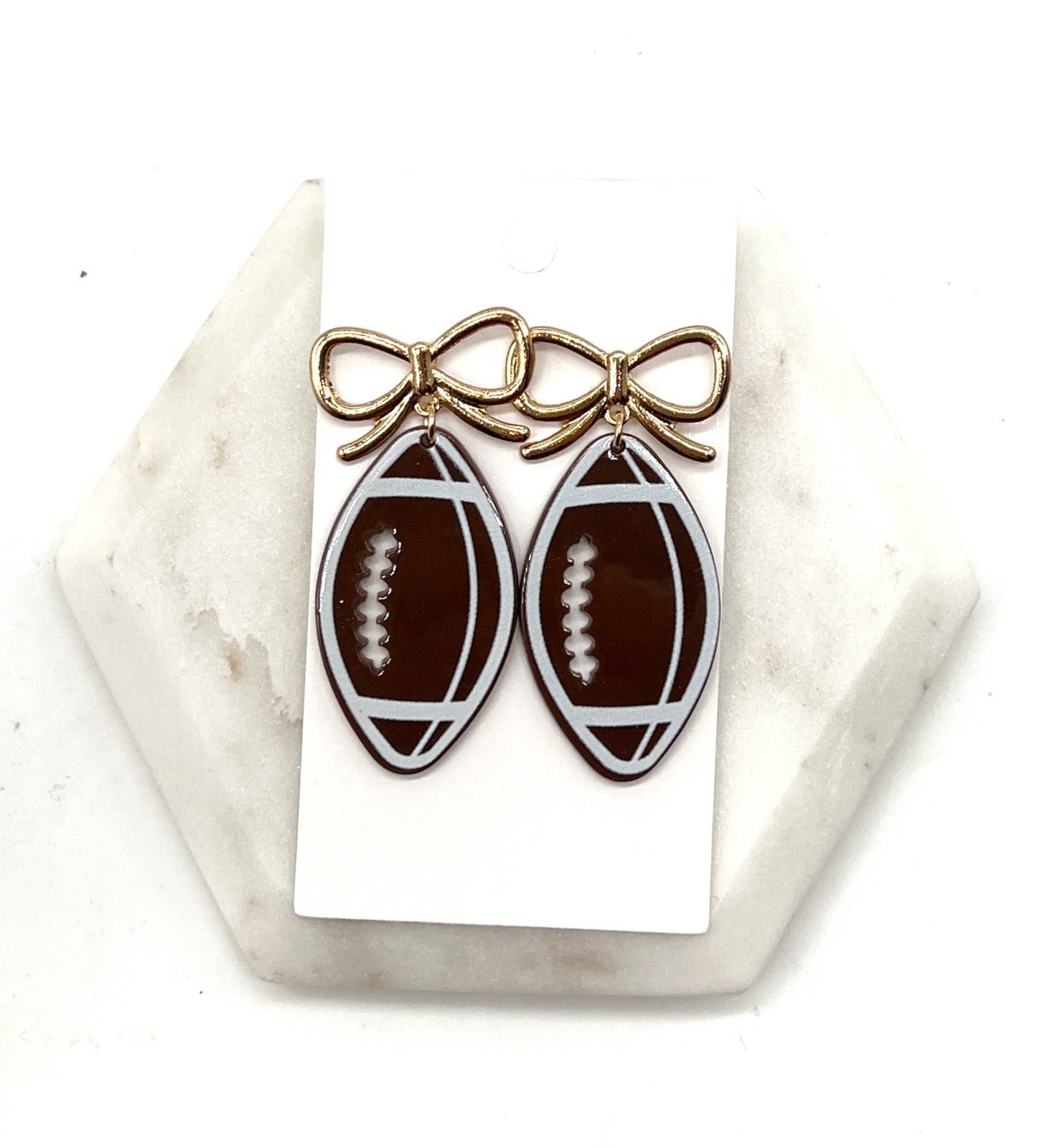 Bow Football Acrylic Earrings