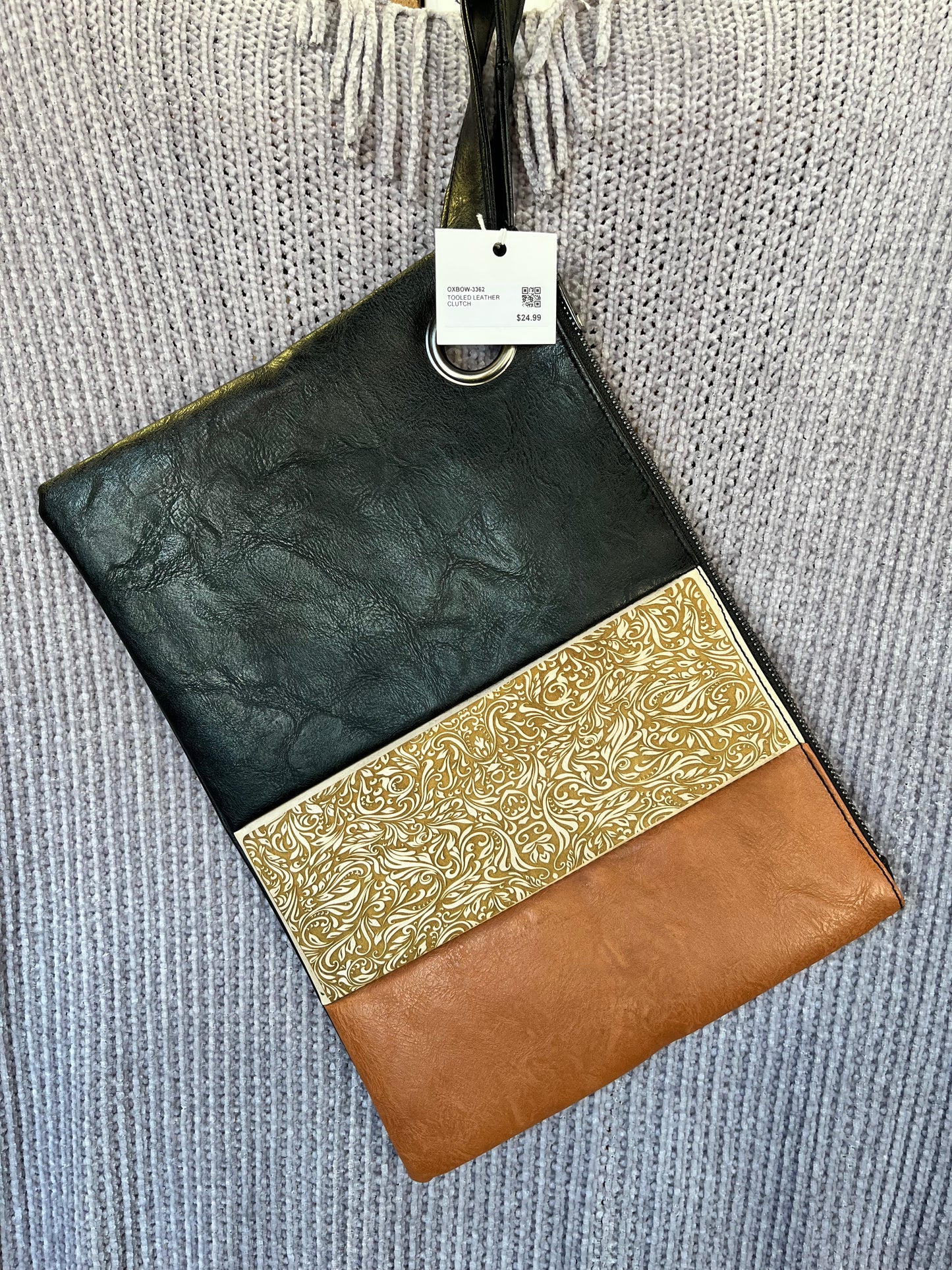 Tooled Leather Clutch