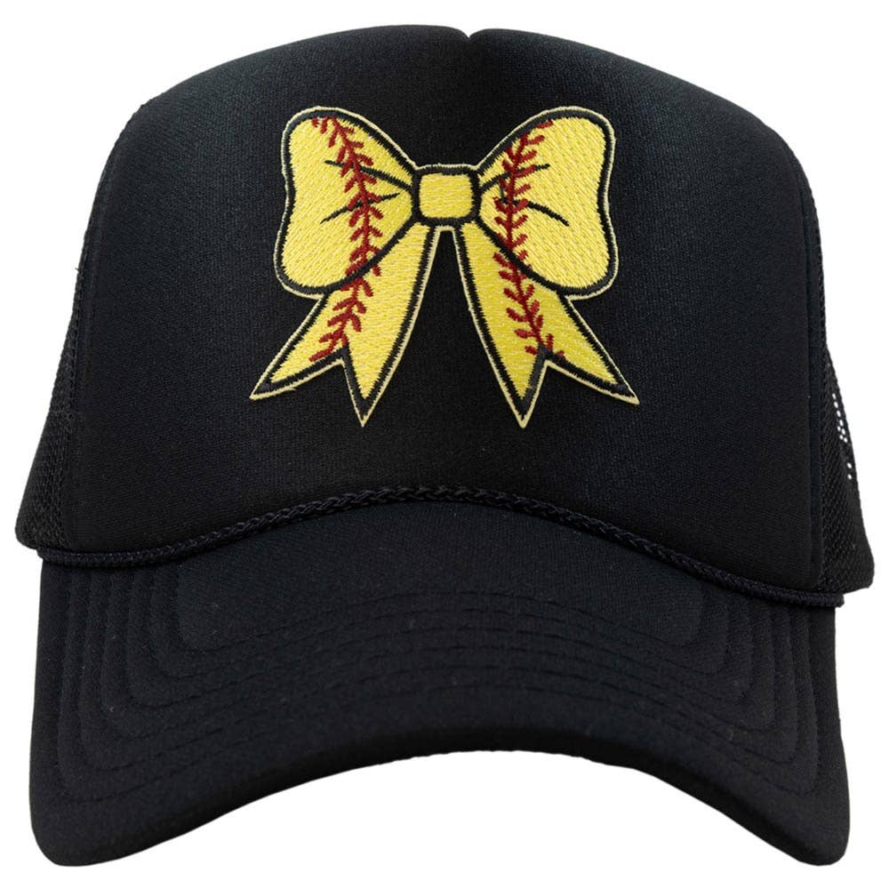 Softball Bow Coquette Patch Foam Trucker Hat