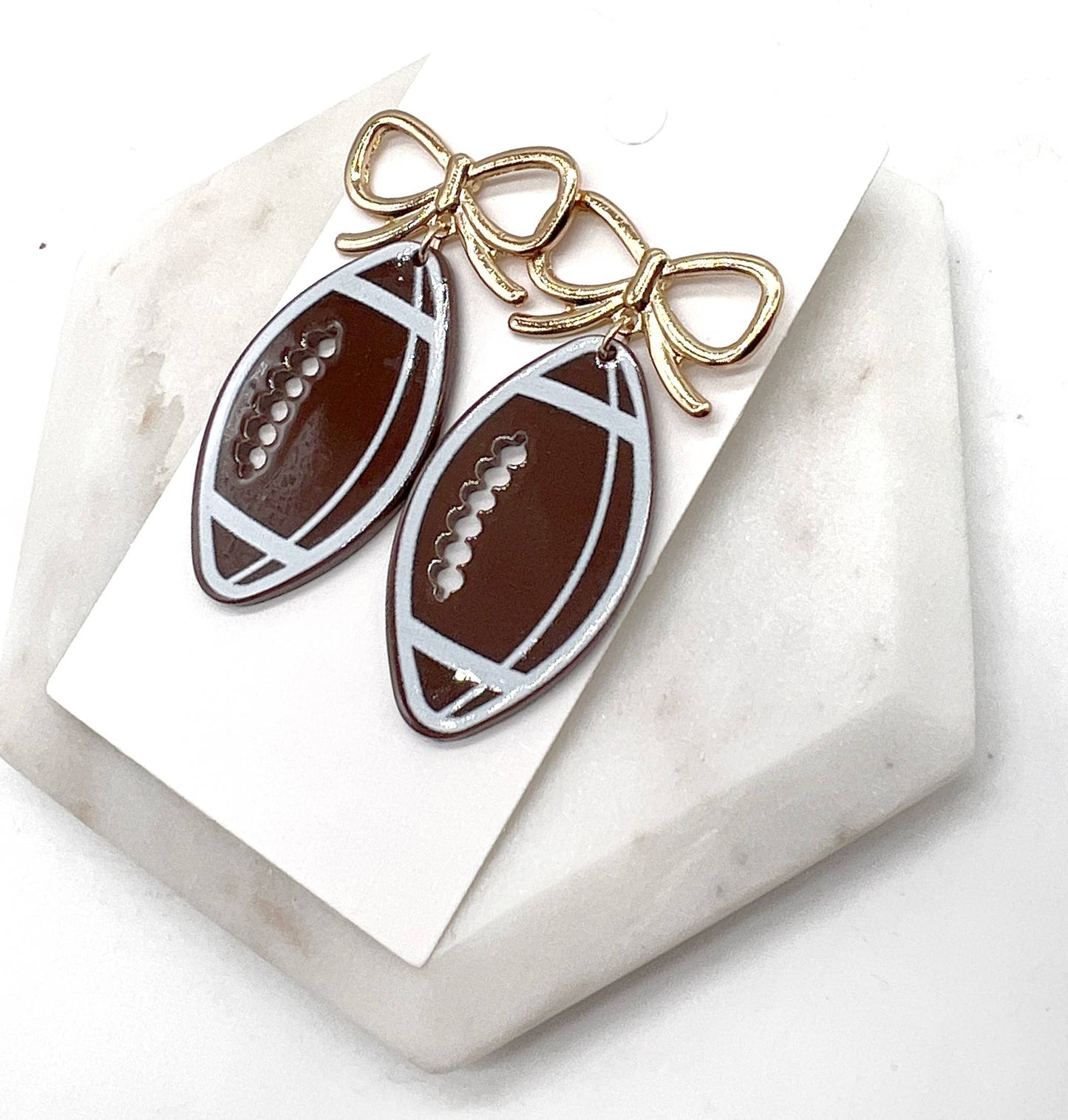 Bow Football Acrylic Earrings