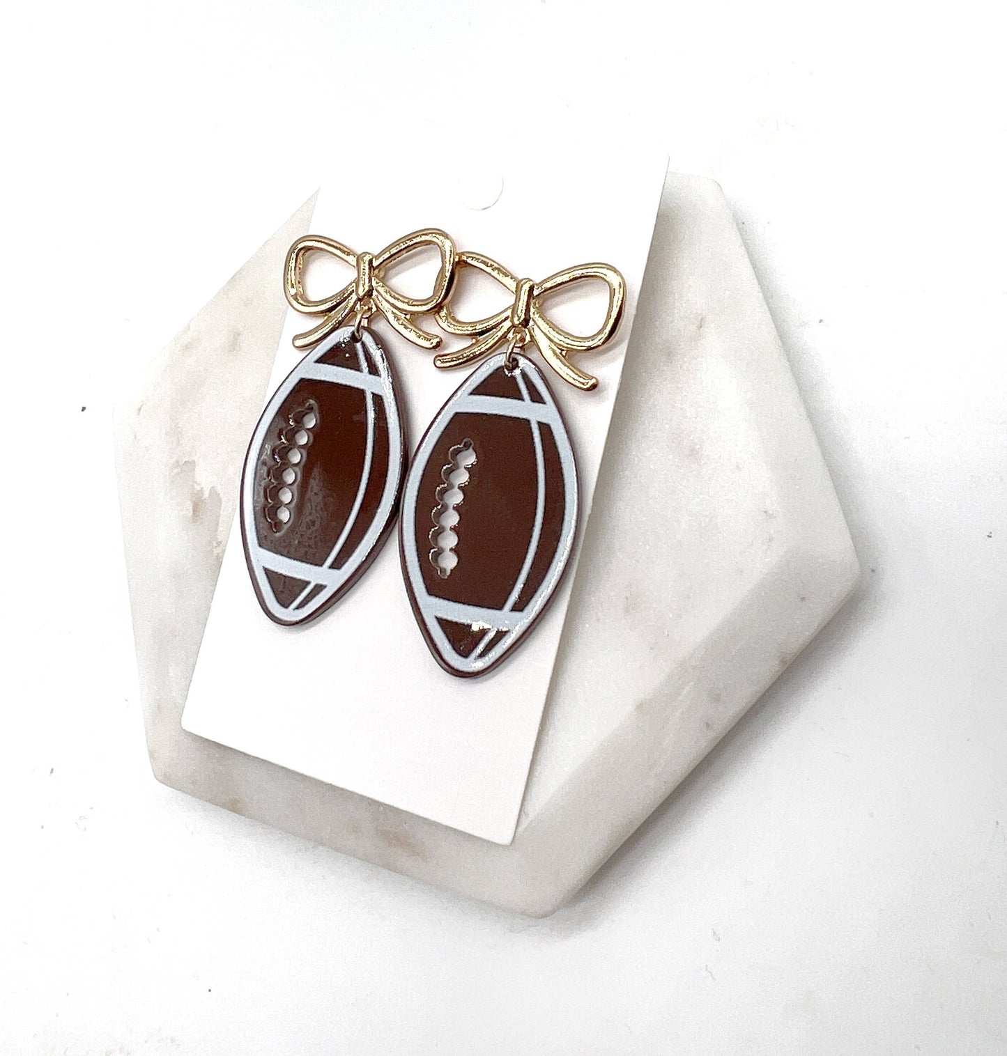 Bow Football Acrylic Earrings