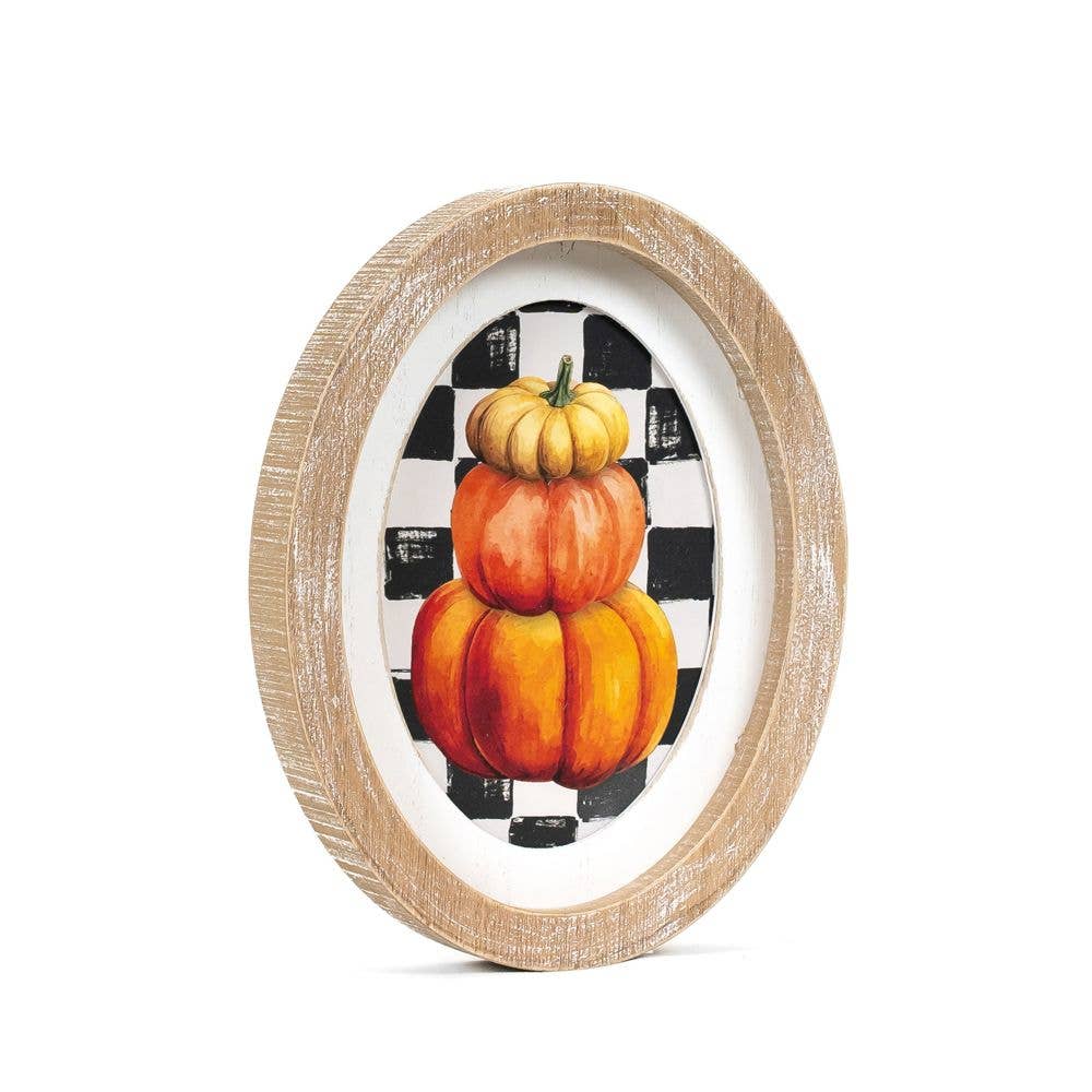 Checkered Pumpkin Hanging Sign