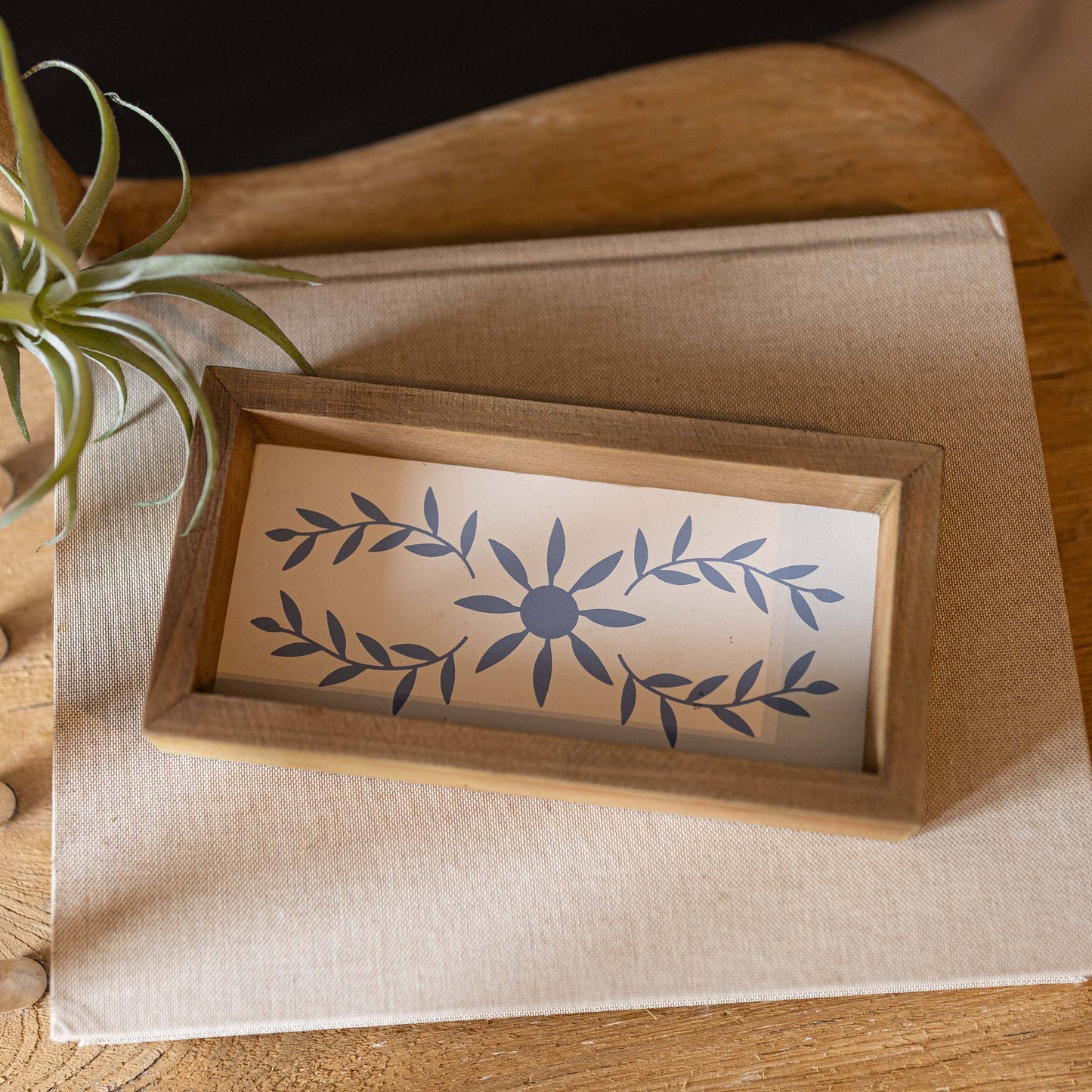 Floret Light Blue Floral Decorative Wood Tray
