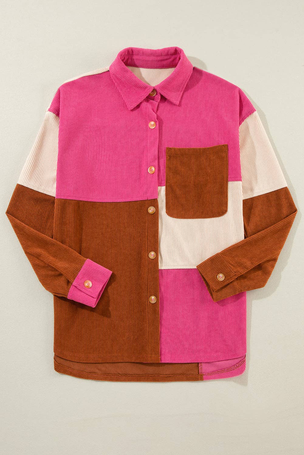 Colorblock Corduroy Shacket