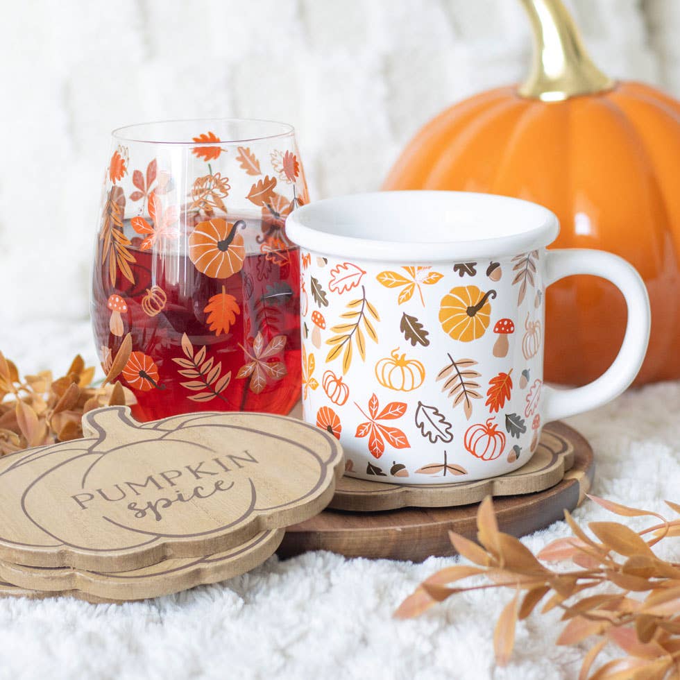 Autumn Leaves and Fall Pumpkin Print Mug